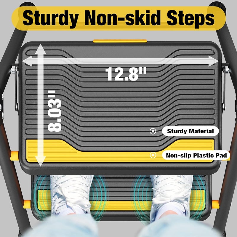 Urackify 2 Step Ladder, Heavy-Duty Pass 800lb Capacity Test, Wide Anti-Slip Steps & Secure Handrail Compact, Folding Step Stool Portable Design for Home, Kitchen, Office, Pantry, Closet Use, Black - Image 2